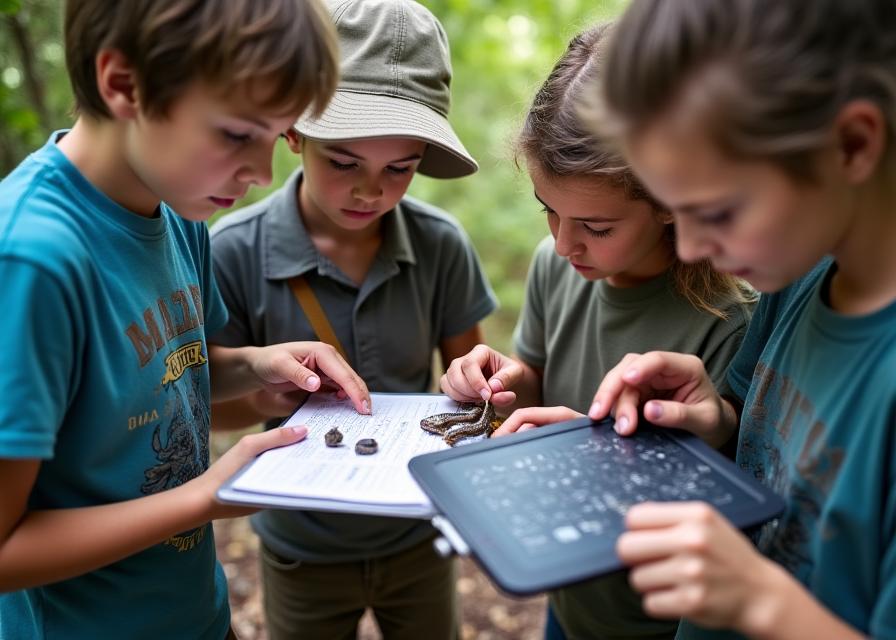 Citizen science participants collecting reptile research data