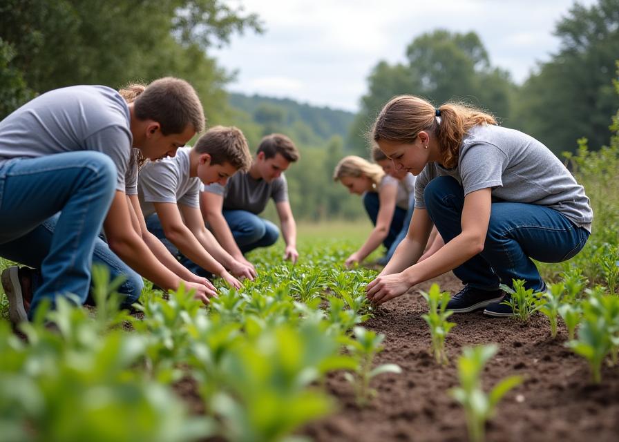 Volunteers working on habitat restoration project